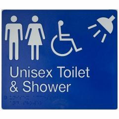 180x210mm Braille Blue PVC Unisex Wheelchair Accessible Toilet Sh