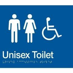180x210mm _ Braille _ Blue PVC _ Unisex Disabled Toilet
