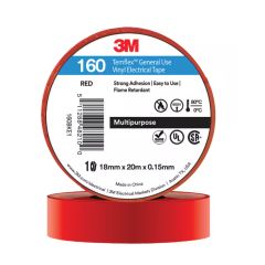 3M™ Temflex™ 160 General Purpose Vinyl Electrical Tape, 18mm x 20m, Red