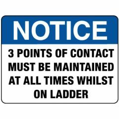 3 Points Contact Must be Maintained at all Time whilst on Ladder Signage _ Southland _ 8203