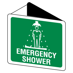 Emergency Shower (With Picto), 225 x 225mm Off Wall, Poly