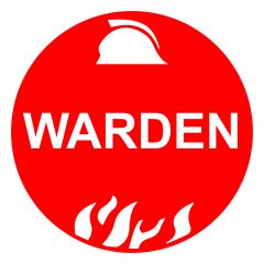 50mm Disc Hard Hat Label _ Self Adhesive _ Fire Warden Pictogram_