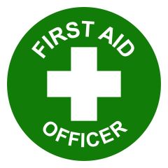 50mm Disc _ Self Adhesive _ FIRST AID Officer Pictogram_ Pack_12