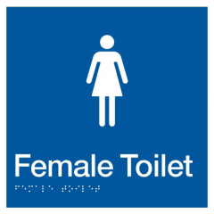 180x180mm - Braille - Blue PVC - Female Toilet