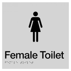 180x180mm - Braille - Silver PVC - Female Toilet