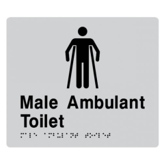 210x180mm - Braille - Silver PVC - Male Ambulant Toilet