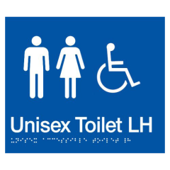 210x180mm - Braille - Blue PVC - Unisex Disabled Toilet LH