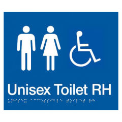 180x210mm - Braille - Blue PVC - Unisex Disabled Toilet RH
