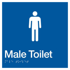 180x180mm - Braille - Blue PVC - Male Toilet