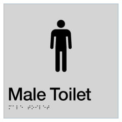 180x180mm - Braille - Silver PVC - Male Toilet