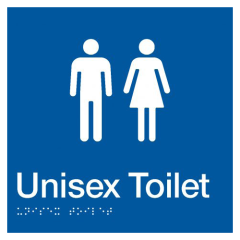 180x180mm - Braille - Blue PVC - Unisex Toilet