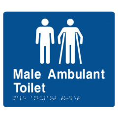 180x210mm - Braille - Blue PVC - Male Toilet & Male Disabled Toilet