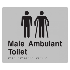 180x210mm - Braille - Silver PVC - Male Toilet & Male Disabled Toilet