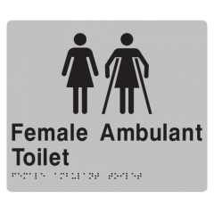 180x210mm - Braille - Silver PVC - Female Toilet & Female Disabled Toilet
