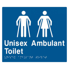 180x210mm - Braille - Blue PVC - Unisex Ambulant Toilet