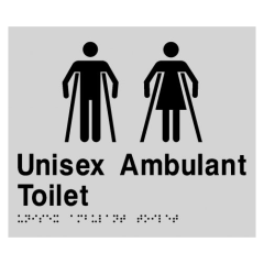 210x180mm - Braille - Silver PVC - Unisex Ambulant Toilet