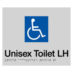180x220mm - Braille - Silver PVC - Unisex Wheelchair Accessible Toilet LH