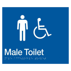 180x210mm - Braille - Blue PVC - Male Wheelchair Accessible Toilet
