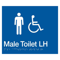 180x210mm - Braille - Blue PVC - Male Wheelchair Accessible Toilet LH