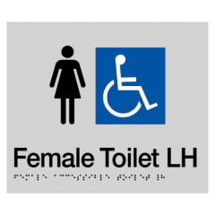180x210mm - Braille - Silver PVC - Female Wheelchair Accessible Toilet LH