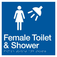 180x180mm - Braille - Blue PVC - Female Toilet & Shower