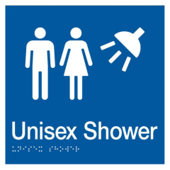 180x180mm - Braille - Blue PVC - Unisex Shower