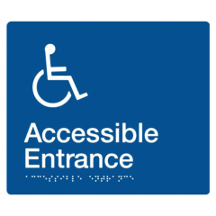 180x210mm - Braille - Blue PVC - Wheelchair Accessible Entrance
