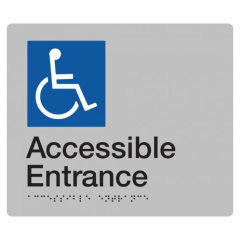 180x210mm - Braille - Silver PVC - Wheelchair Accessible Entrance