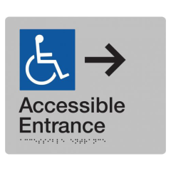 180x210mm - Braille - Silver PVC - Wheelchair Accessible Entrace Right