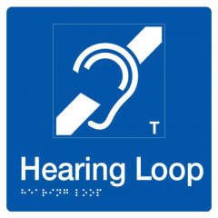 180x180mm - Braille - Blue PVC - Hearing Loop