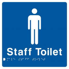 180x180mm - Braille - Blue PVC - Male Staff Toilet
