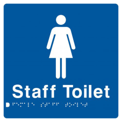 180x180mm - Braille - Blue PVC - Female Staff Toilet