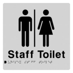 180x180mm - Braille - Silver PVC - Unisex Staff Toilet