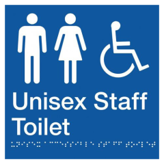 180x210mm - Braille - Blue PVC - Unisex Wheelchair Accessible Staff Toilet