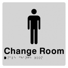 180x180mm - Braille - Silver PVC - Male Change Room