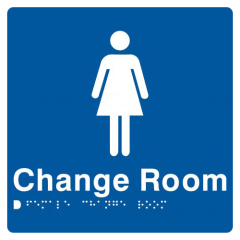 180x180mm - Braille - Blue PVC - Female Change Room