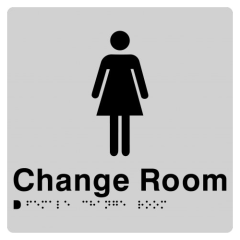 180x180mm - Braille - Silver PVC - Female Change Room