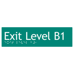 180x50mm - Braille - Green PVC - Exit Level Basement 1