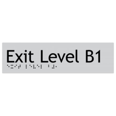 180x50mm - Braille - Silver PVC - Exit Level Basement 1