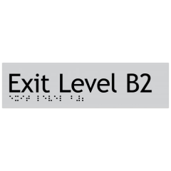 180x50mm - Braille - Silver PVC - Exit Level Basement 2