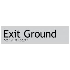 180x50mm - Braille - Silver PVC - Exit Ground