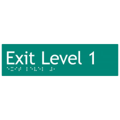 180x50mm - Braille - Green PVC - Exit Level 1