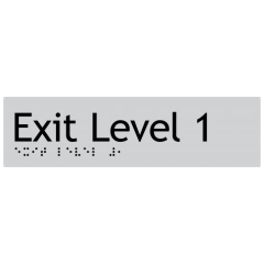 180x50mm - Braille - Silver PVC - Exit Level 1