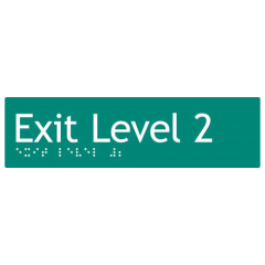 180x50mm - Braille - Green PVC - Exit Level 2