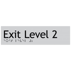 180x50mm - Braille - Silver PVC - Exit Level 2