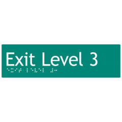 180x50mm - Braille - Green PVC - Exit Level 3