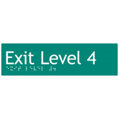 180x50mm - Braille - Green PVC - Exit Level 4