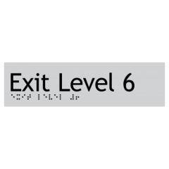 180x50mm - Braille - Silver PVC - Exit Level 6