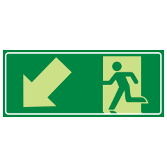 Running Man Picto, Arrow Down Left, 350 x 140mm Poly