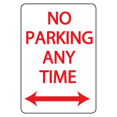 No Parking Any Time, Double Arrows, 400 x 300mm Metal